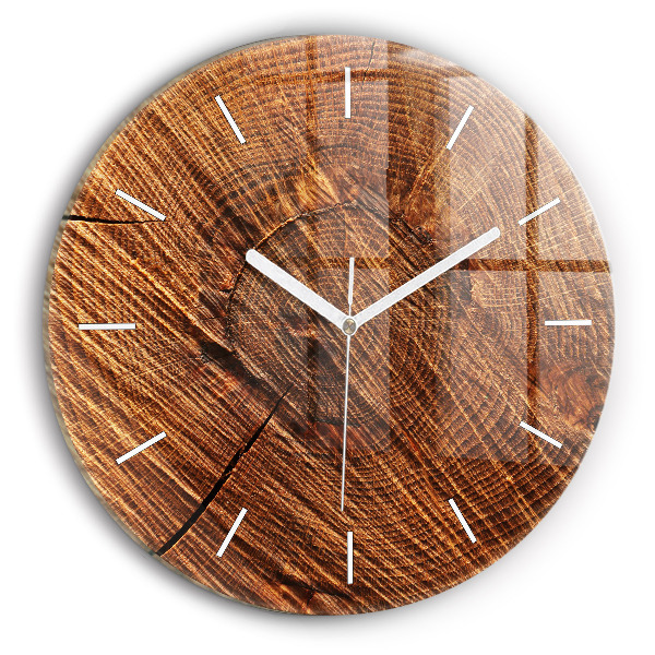 Round glass clock Decorative wood