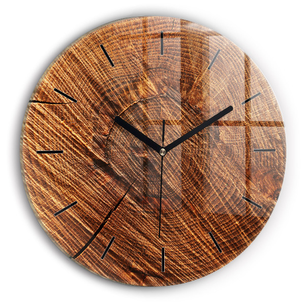 Round glass clock Decorative wood