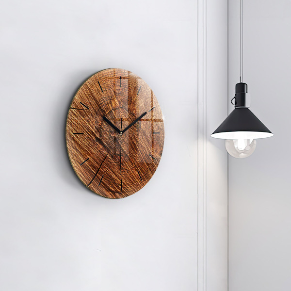 Round glass clock Decorative wood