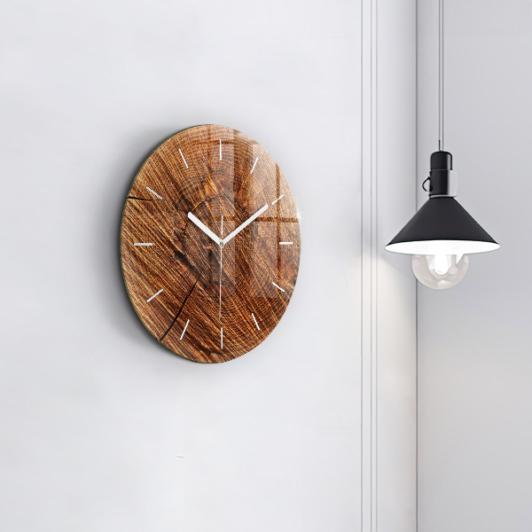 Round glass clock Decorative wood