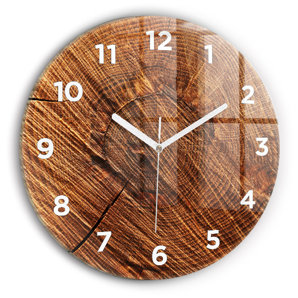 Round glass clock Decorative wood