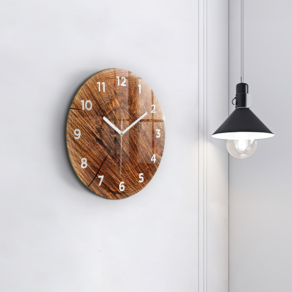 Round glass clock Decorative wood