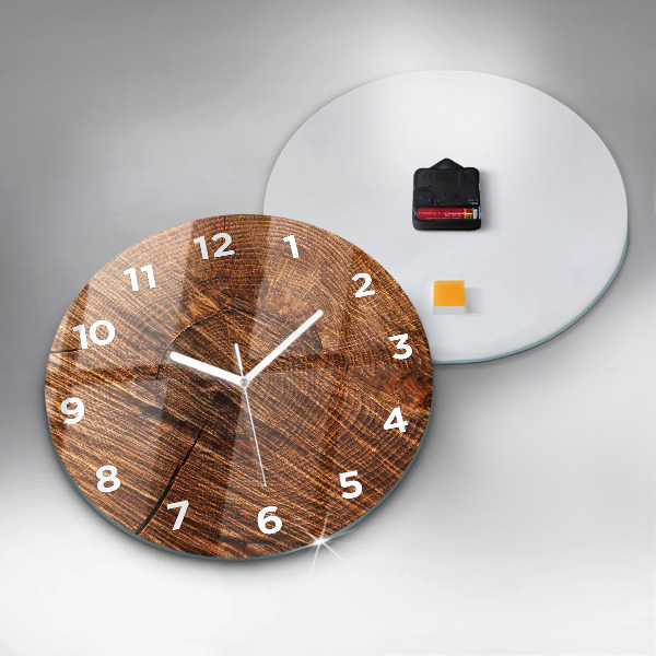 Round glass clock Decorative wood