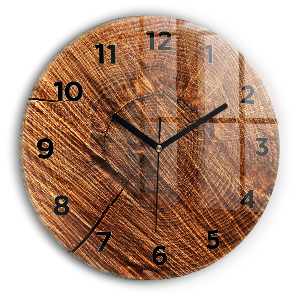 Round glass clock Decorative wood