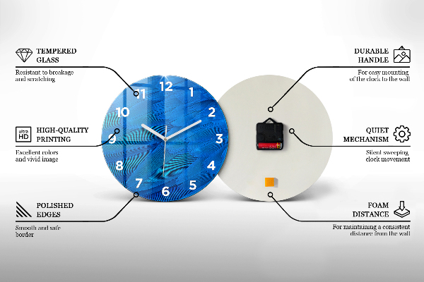 Round glass clock Metal wall