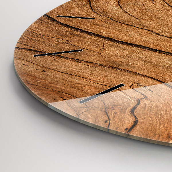 Round glass clock Old wood