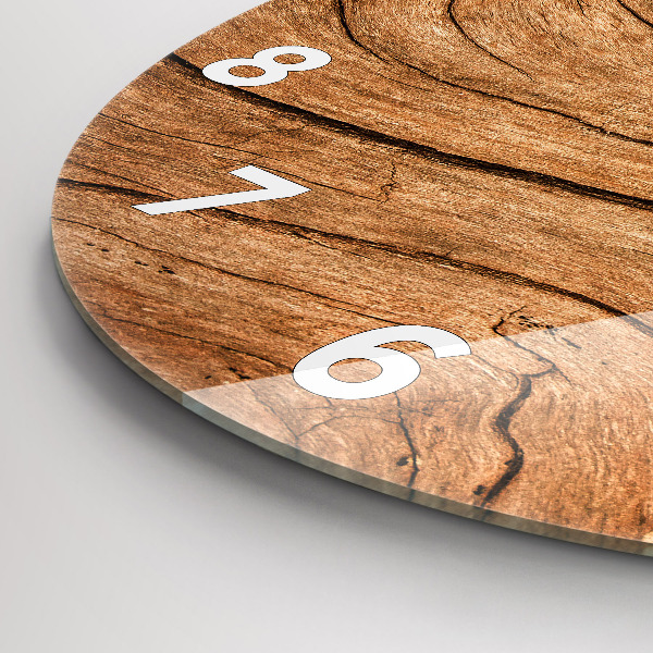 Round glass clock Old wood