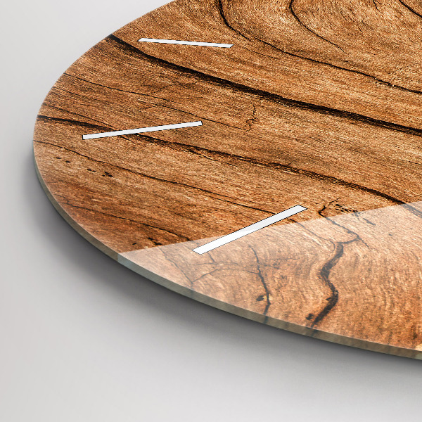 Round glass clock Old wood