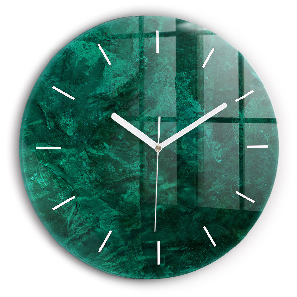 Round glass clock Emerald wall