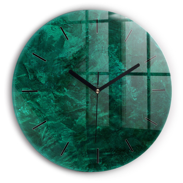 Round glass clock Emerald wall