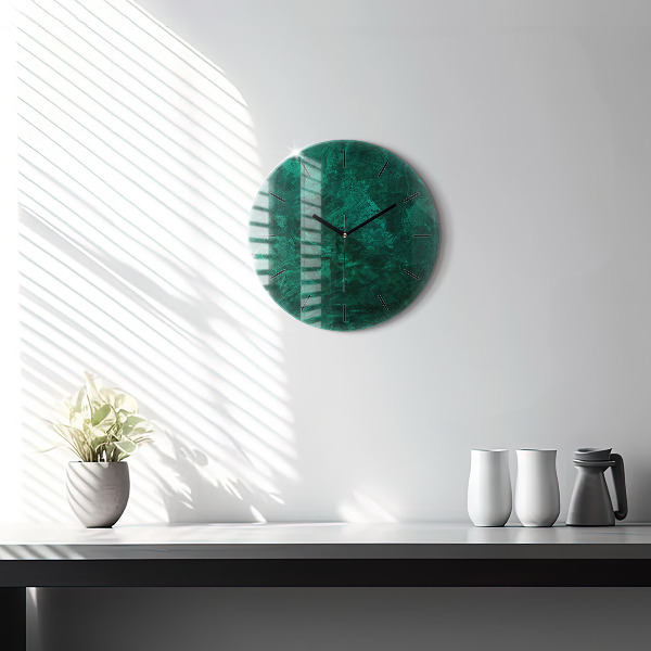 Round glass clock Emerald wall