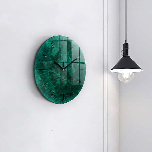 Round glass clock Emerald wall