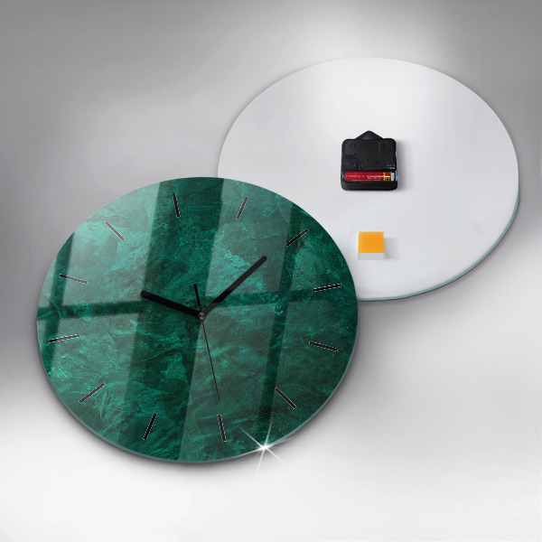 Round glass clock Emerald wall