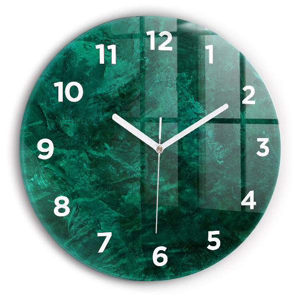 Round glass clock Emerald wall