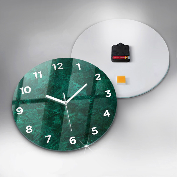 Round glass clock Emerald wall
