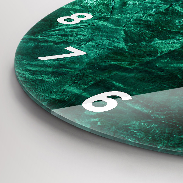 Round glass clock Emerald wall