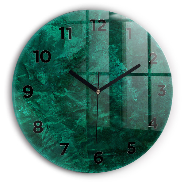 Round glass clock Emerald wall