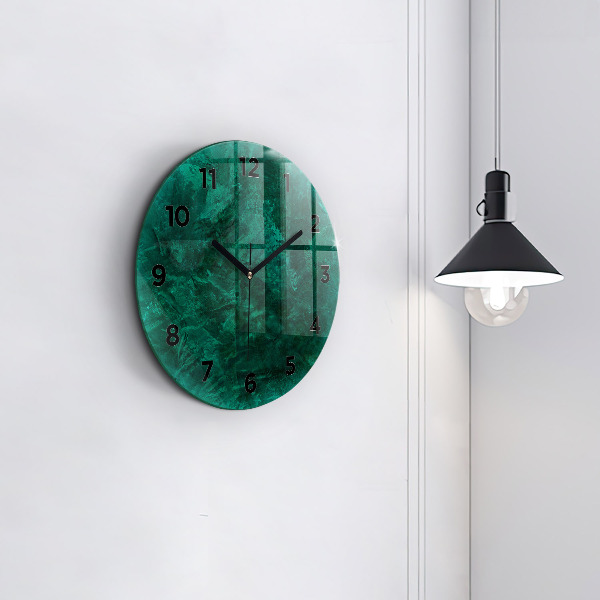 Round glass clock Emerald wall