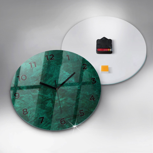 Round glass clock Emerald wall