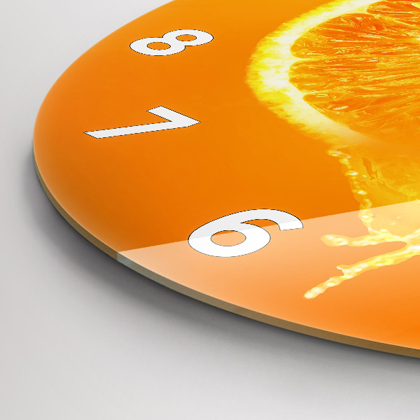 Round glass clock Orange