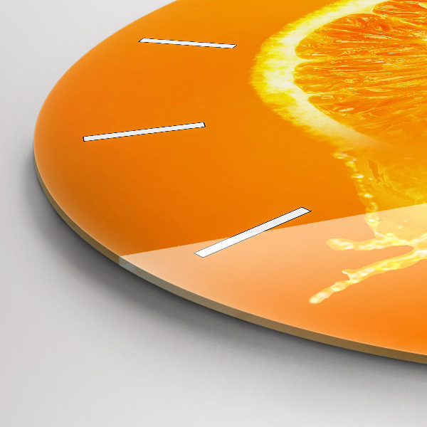 Round glass clock Orange