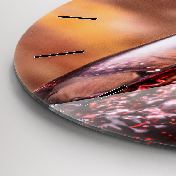 Round glass clock A glass of red wine