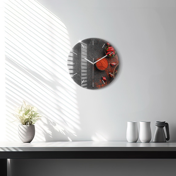 Round glass clock Red peppers