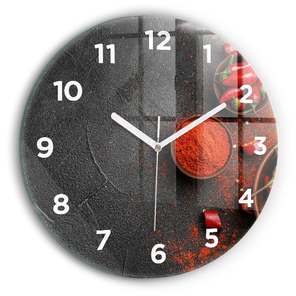 Round glass clock Red peppers