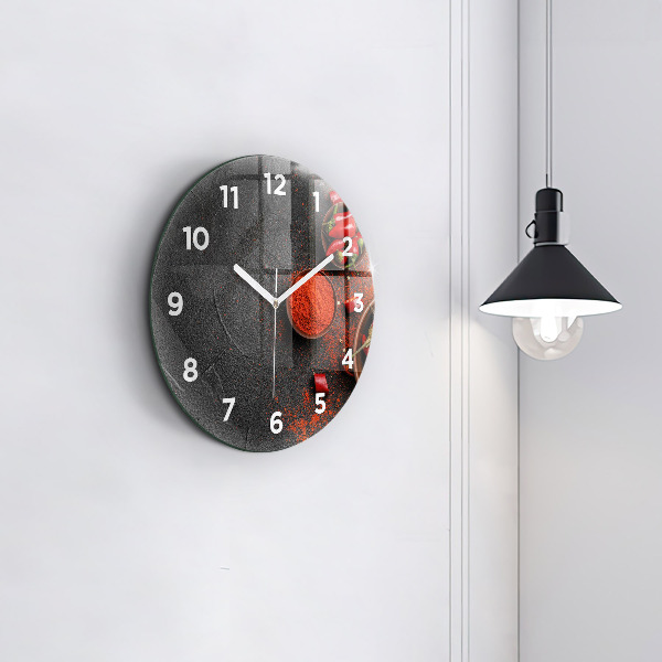 Round glass clock Red peppers