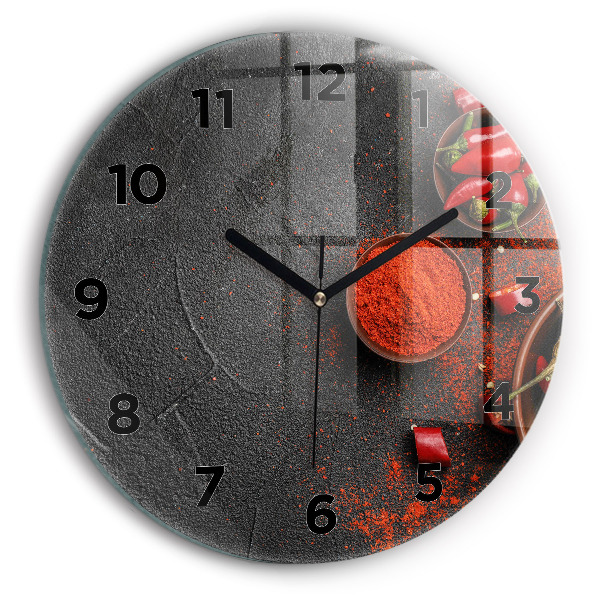 Round glass clock Red peppers