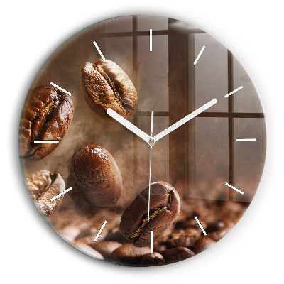 Round glass clock Coffee beans