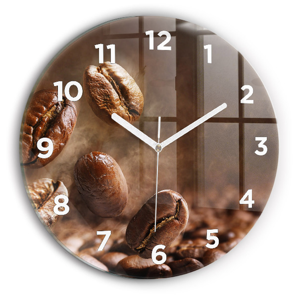Round glass clock Coffee beans