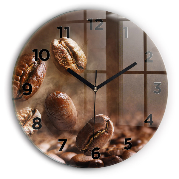 Round glass clock Coffee beans
