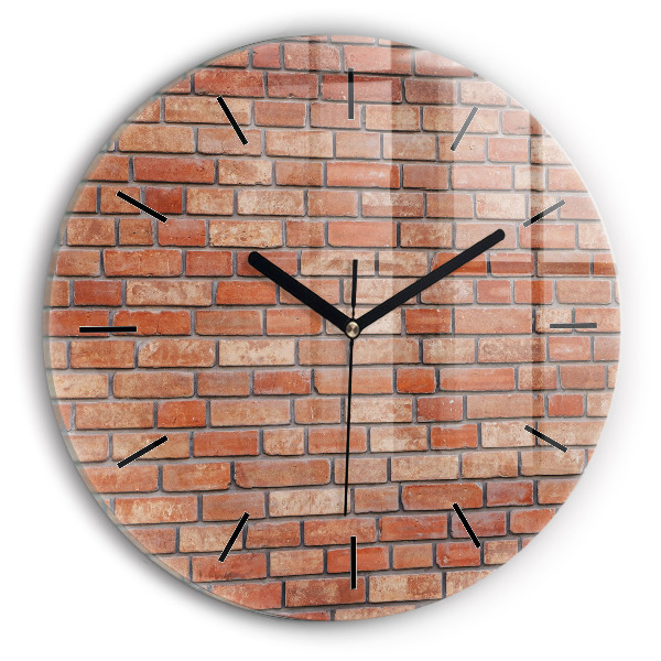 Round glass clock Brick wall