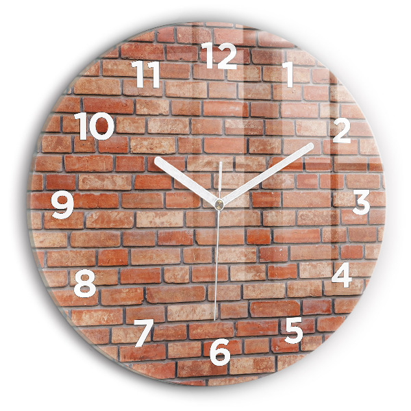 Round glass clock Brick wall