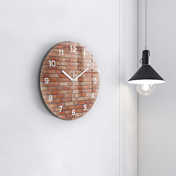 Round glass clock Brick wall