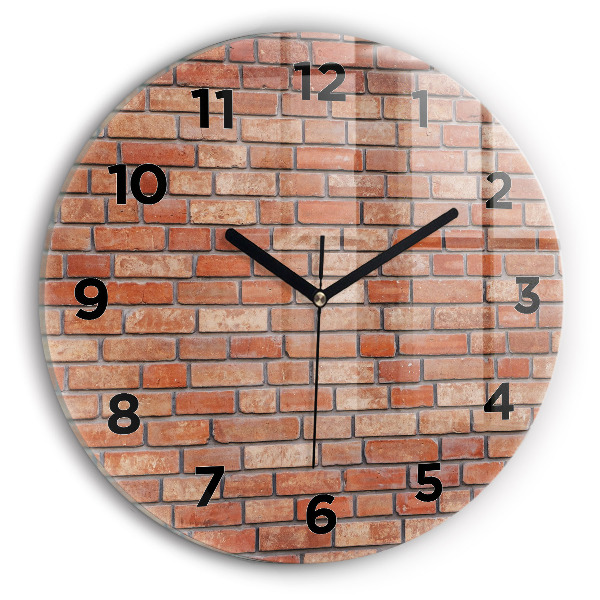 Round glass clock Brick wall