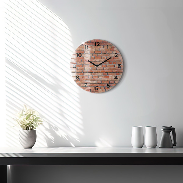 Round glass clock Brick wall