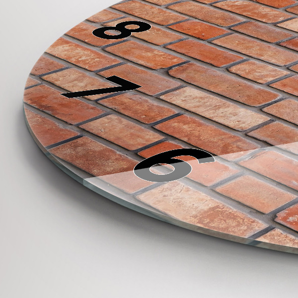 Round glass clock Brick wall