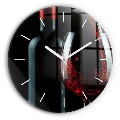 Round glass clock A bottle of wine