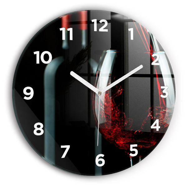 Round glass clock A bottle of wine