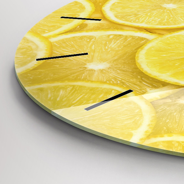 Round glass clock Lemon slices