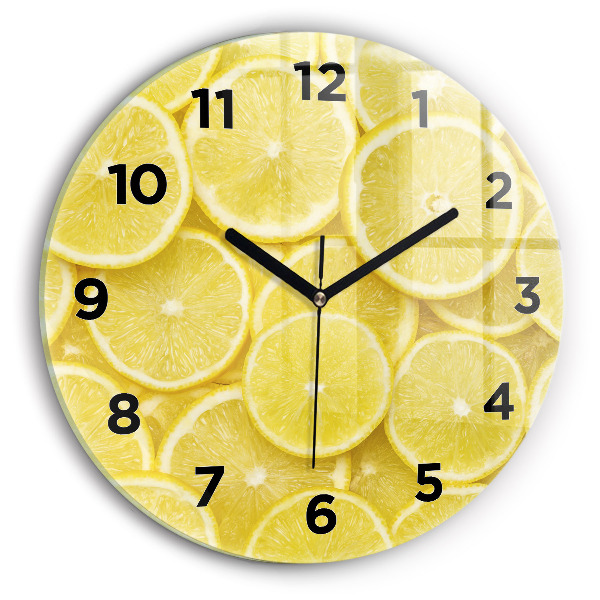 Round glass clock Lemon slices