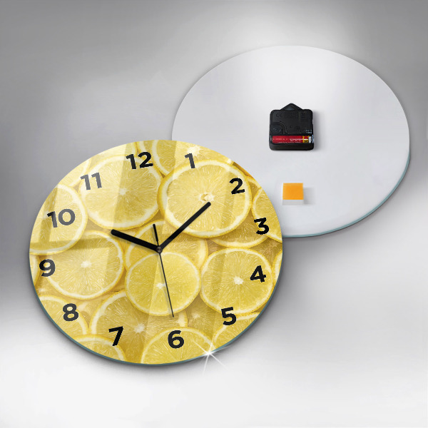 Round glass clock Lemon slices