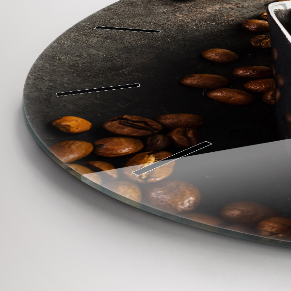 Round glass clock A bag of coffee beans