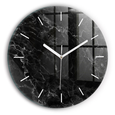 Round glass clock Dark marble