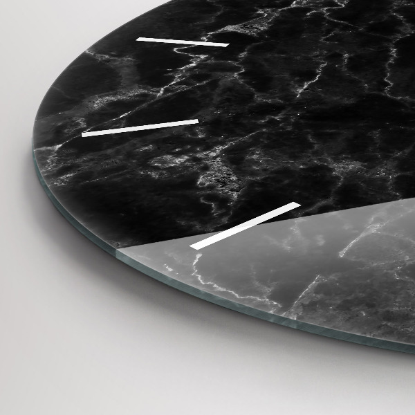Round glass clock Dark marble