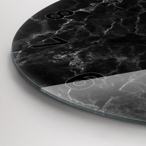 Round glass clock Dark marble