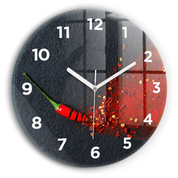 Round glass clock Red pepper seasoning