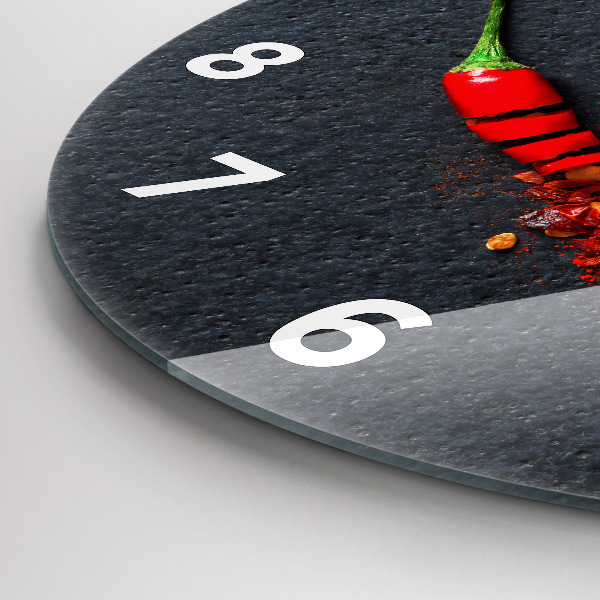 Round glass clock Red pepper seasoning